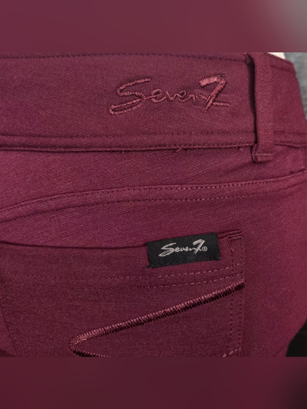 Seven7 Burgundy Skinny Pants Low Rise Stretch Jeans 4P Petite - Picture 12 of 15